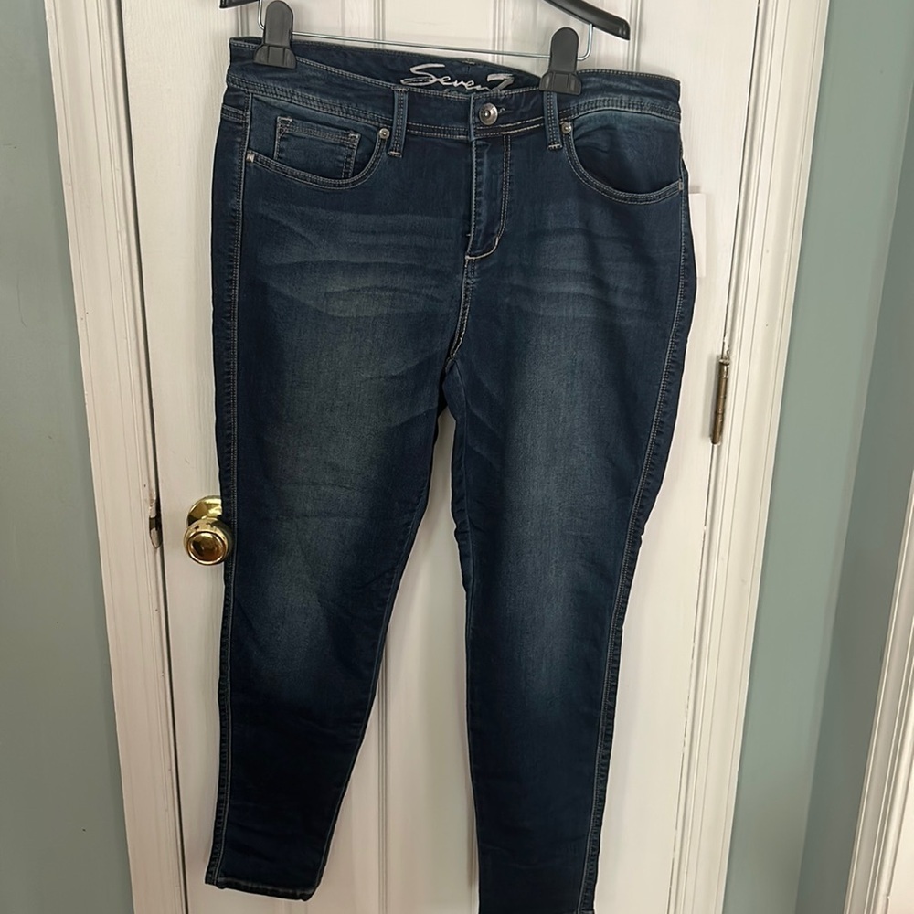Seven7 legging jeans Sz 16 Blue Dark Wash Straight Stretch Woman’s
